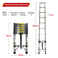 Thang INOX rút đơn có chân chống trượt ID32