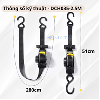 Dây Cảo Hàng 035 Loại Có Đệm 2.5m & 3m Màu Đen NIKITA