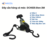 Dây Cảo Hàng 035 Loại Có Móc 2.5m & 3m Màu Đen NIKITA