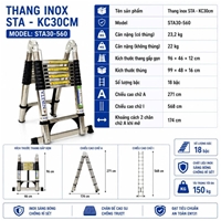 Thang Inox Rút Đôi Chống Trượt NIKITA STA30-560