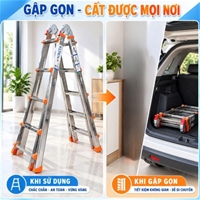 Thang Inox Rút Lồng Gấp Trượt 4 Bậc NKT-AD04
