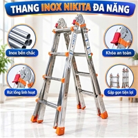 Thang Inox Rút Lồng Gấp Trượt 6 Bậc NKT-AD06
