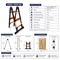 Thang Rút Đôi Thép Carbon Chống Gỉ, Chịu Lực Tốt NIKITA IRA30-320