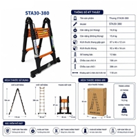 Thang Rút Đôi Thép Carbon Chống Gỉ, Chịu Lực Tốt NIKITA STA30-380