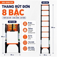 Thang Rút Đơn Thép - Cao 3m1, 8 Bậc - NIKITA IR310 Dùng Cho Lắp Đặt Và Bảo Trì