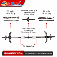 Ty Giằng Cốp Pha Chống Thấm - Thanh Ty Ren Khóa Khuôn Đúc Bê Tông Vách Hầm, Bể Nước NIKITA