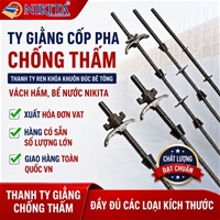Ty Giằng Cốp Pha Chống Thấm - Thanh Ty Ren Khóa Khuôn Đúc Bê Tông Vách Hầm, Bể Nước NIKITA