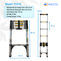 Thang INOX Rút Đơn Chống Trượt NIKITA TY-310
