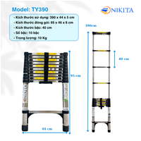 Thang INOX Rút Đơn Chống Trượt 10 Bậc NIKITA TY-390