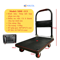 Xe Đẩy Hàng Khung Thép Có Thanh Chịu Lực, Gấp Gọn, 4 Bánh NIKITA XDH-113 Xe Đẩy Hàng Khung Thép Có Thanh Chịu Lực, Gấp Gọn, 4 Bánh NIKITA XDH-113