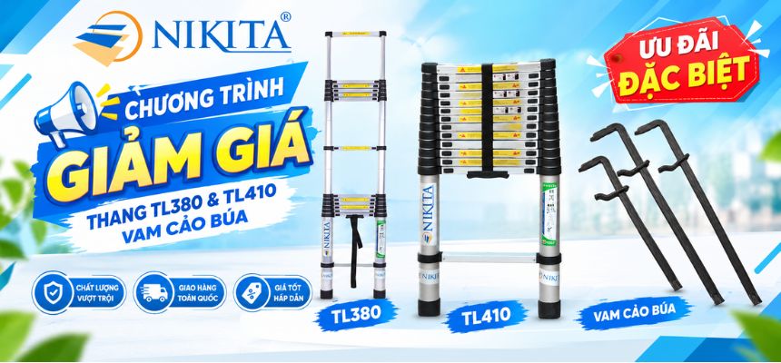 Giảm giá thang TL và vam cảo búa NIKITA